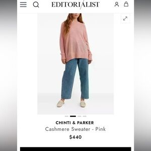 Chinti & Parker Pink Cashmere Pullover Sweater Women’s Large